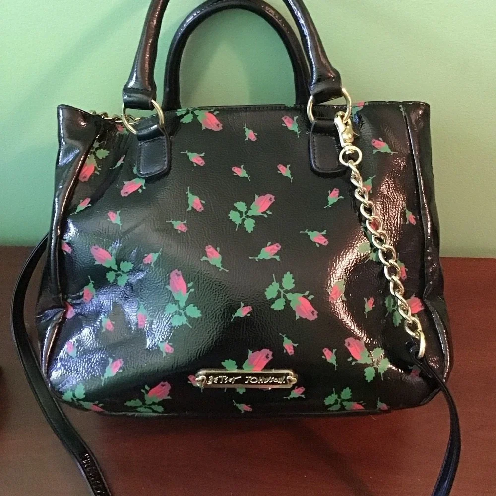 Betsy Johnson 80th Birthday Limited‎ Black Rose Satchel with Bow